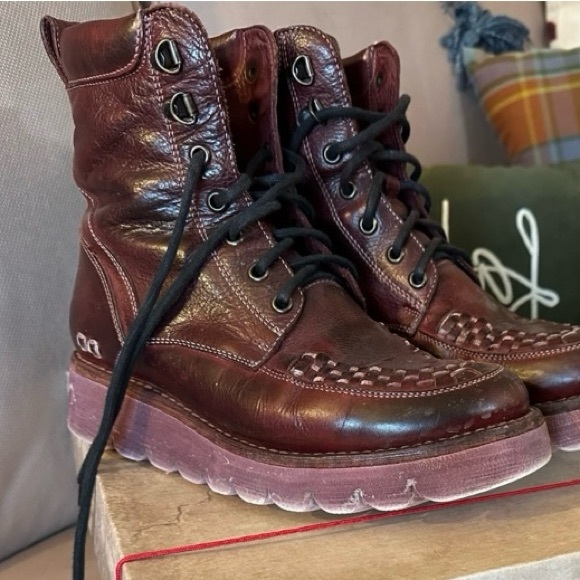 Bed Stu Shoes - BED STU Boots RARE MERLOT ELISHA II Leather Moto Red Burgundy Black Size 7.5